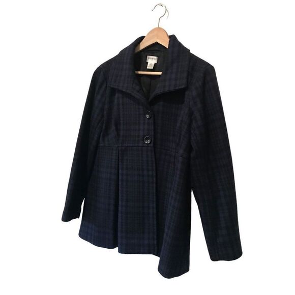 Motherhood Maternity Wool Blend Blue Black Plaid Peacoat Small - Picture 4 of 14